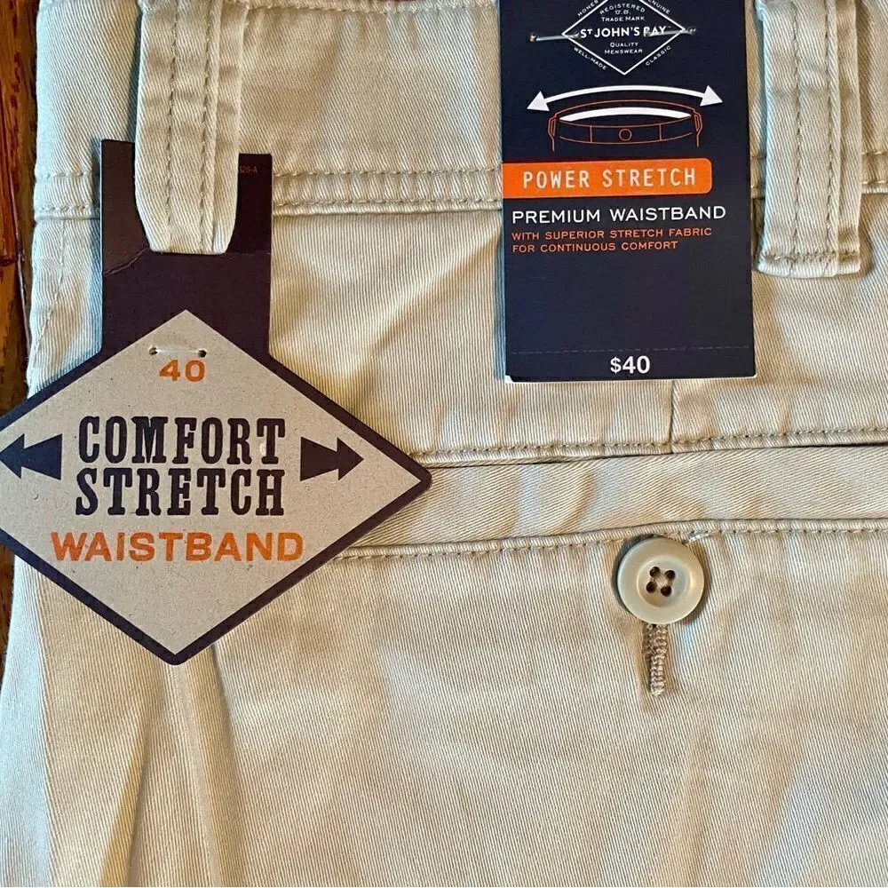 ST. JOHN’s BAY COMFORT STRETCH 10” MEN’s CARGO SHORT IN BEIGE SIZE 40